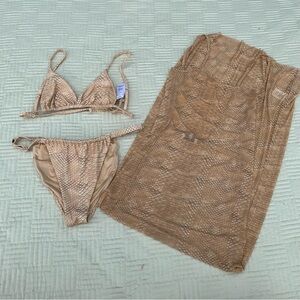 WeWoreWhat Snake Print Bikini Set with Cover-Up Size Small.